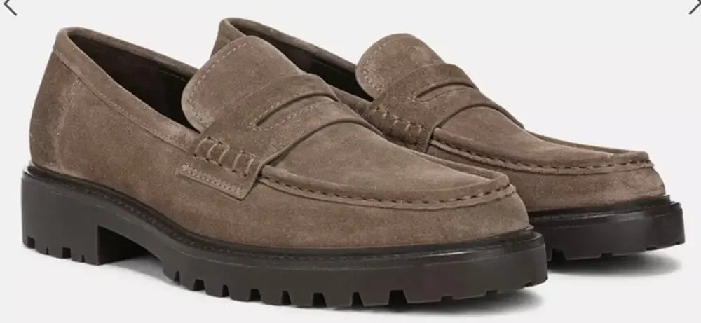 NEW Vince Delmore Suede Lug-Sole Penny Loafer Size 12